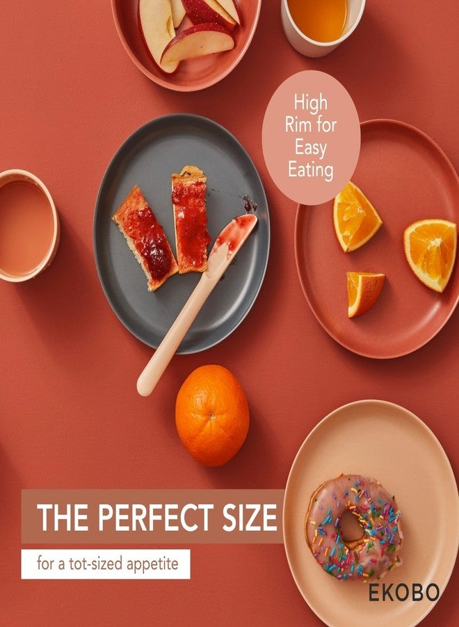 EKOBO Bamboo Kids Plates Set SCANDI – 4 Reusable 7" Bamboo Plates in Scandi Colors (Blush, Cloud, Storm, Terracotta), BPA-Free Eco Dinnerware for Kids (Ages 6+), Durable, Stackable, Dishwasher Safe - Image 3